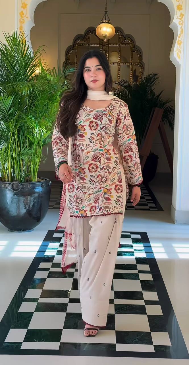 The Sovereign Cream Floral-Print Festive Couture